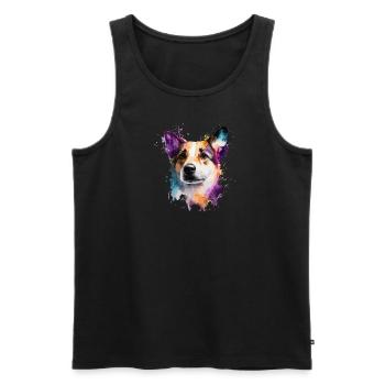 Mignon petit chien pour les amoureux des chiens colorés - Débardeur bio Premium Homme - noir - Devant - Michal (187cm)