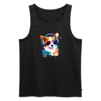 Süsser kleiner Gamer Hund Für Hundeliebhaber Bunt - Männer Premium Bio Tank Top - Schwarz - Vorne - Michal (187cm)