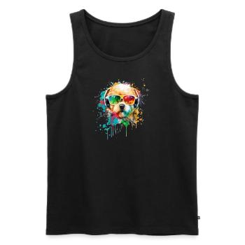 Süsser kleiner Gamer Hund Für Hundeliebhaber Bunt - Männer Premium Bio Tank Top - Schwarz - Vorne - Michal (187cm)