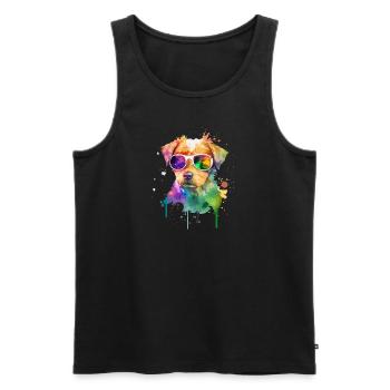 Süsser kleiner Gamer Hund Für Hundeliebhaber Bunt - Männer Premium Bio Tank Top - Schwarz - Vorne - Michal (187cm)