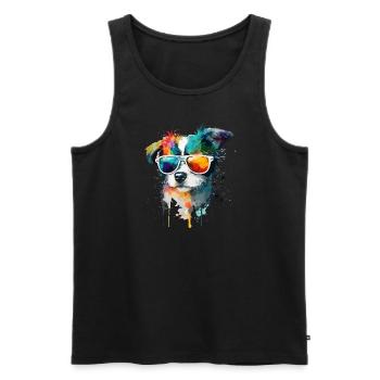 Süsser kleiner Gamer Hund Für Hundeliebhaber Bunt - Männer Premium Bio Tank Top - Schwarz - Vorne - Michal (187cm)