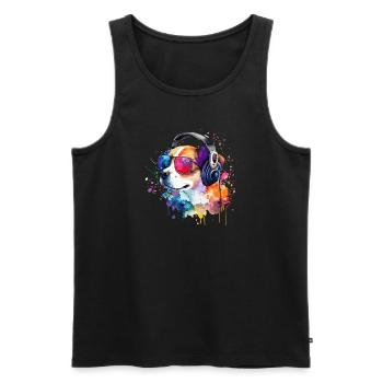 Süsser kleiner Gamer Hund Für Hundeliebhaber Bunt - Männer Premium Bio Tank Top - Schwarz - Vorne - Michal (187cm)