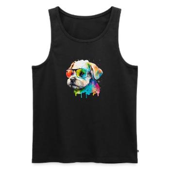 Süsser kleiner Gamer Hund Für Hundeliebhaber Bunt - Männer Premium Bio Tank Top - Schwarz - Vorne - Michal (187cm)
