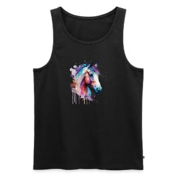 Joli cheval pour les amoureux des chevaux Coloré - Débardeur bio Premium Homme - noir - Devant - Michal (187cm)