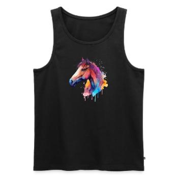 Joli cheval pour les amoureux des chevaux Coloré - Débardeur bio Premium Homme - noir - Devant - Michal (187cm)