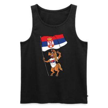 Serbien Fan Pferd - Männer Premium Bio Tank Top - Schwarz - Vorne - Michal (187cm)