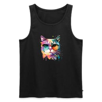 Coole kleine Gamer Katze Für Katzenliebhaber Bunt - Männer Premium Bio Tank Top - Schwarz - Vorne - Michal (187cm)