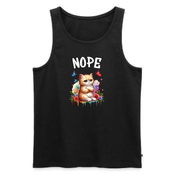 Cat Funny Saying Nope for Cat Lovers - Men's Premium Organic Tank Top - black - Front - Michal (187cm)