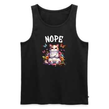 Cat Funny Saying Nope for Cat Lovers - Men's Premium Organic Tank Top - black - Front - Michal (187cm)