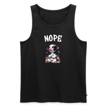 La vache dit non pour les garçons et les filles - Débardeur bio Premium Homme - noir - Devant - Michal (187cm)