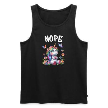 Licorne disant non Garçon et fille Créature mythique - Débardeur bio Premium Homme - noir - Devant - Michal (187cm)