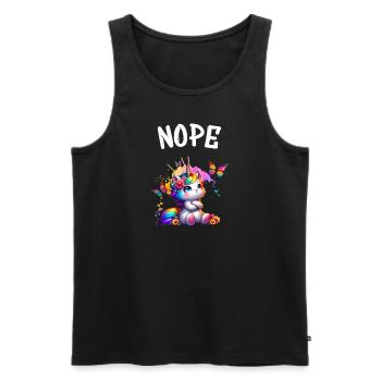 Licorne disant non Garçon et fille Créature mythique - Débardeur bio Premium Homme - noir - Devant - Michal (187cm)