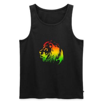 Reggae Roots Lion Jamaica Rastafari Love Riddim - Men's Premium Organic Tank Top - black - Front - AI Model Male 178 light (178cm)