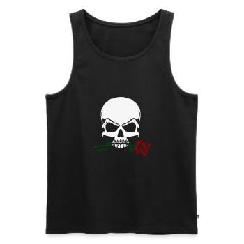 Rose et crâne - Débardeur bio Premium Homme - noir - Devant - Michal (187cm)