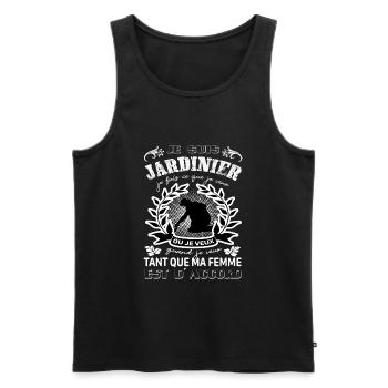 Gardener Shirt • Shop Gardening • Wanted Gifts - Men's Premium Organic Tank Top - black - Front - Michal (187cm)