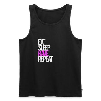 Rave Raver Techno Musik Eat Sleep Rave Repeat - Männer Premium Bio Tank Top - Schwarz - Vorne - AI Model Male 178 light (178cm)