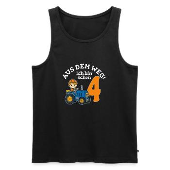 4. Geburtstag Traktor Junge - Männer Premium Bio Tank Top - Schwarz - Vorne - Michal (187cm)