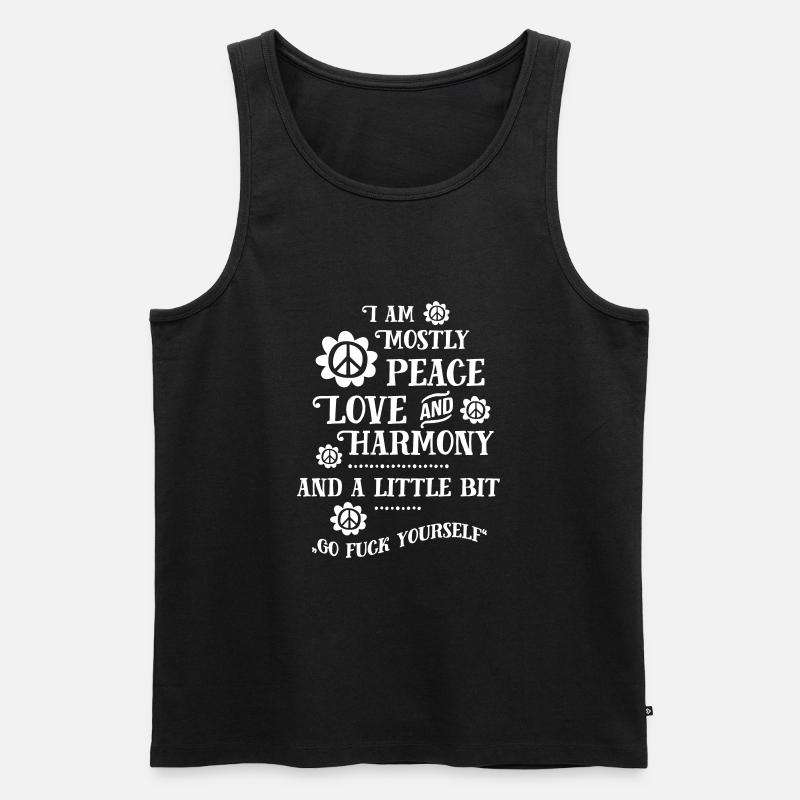 Peace Love Harmony - Männer Premium Bio Tank Top - Schwarz