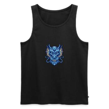 Blue angry dragon head logo - Men's Premium Organic Tank Top - black - Front - Michal (187cm)
