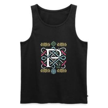 P - Männer Premium Bio Tank Top - Schwarz - Vorne - AI Model Male 178 light (178cm)