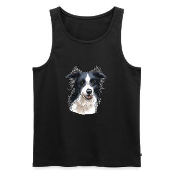 Tête de border collie (pour textiles foncés) - Débardeur bio Premium Homme - noir - Devant - AI Model Male 178 light (178cm)