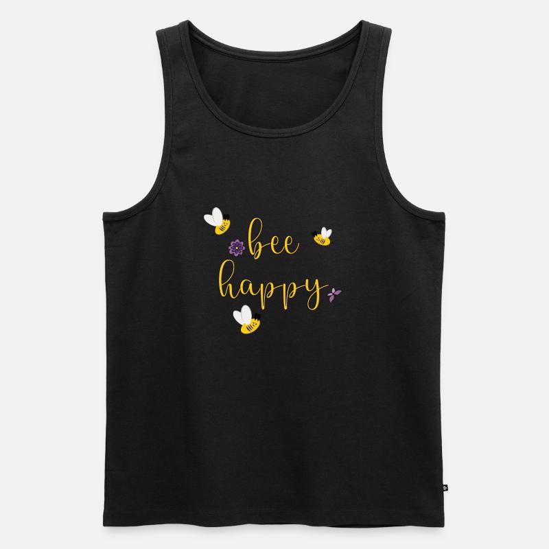 bee happy - Männer Premium Bio Tank Top - Schwarz