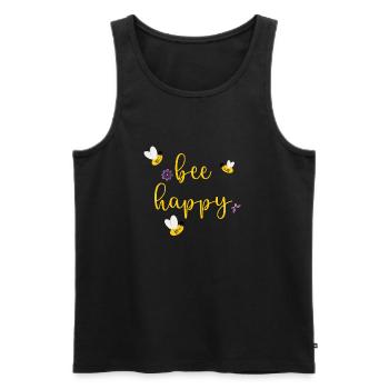 bee happy - Männer Premium Bio Tank Top - Schwarz - Vorne - AI Model Male 178 light (178cm)