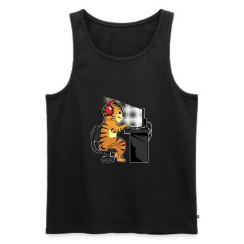Spielender Tiger - Männer Premium Bio Tank Top - Schwarz - Vorne - AI Model Male 178 light (178cm)