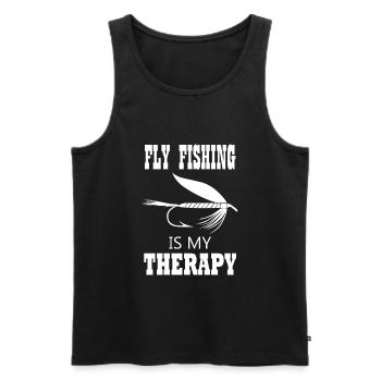 Fisherman Catching Fish Trout Fly Fishing - Men's Premium Organic Tank Top - black - Front - Michal (187cm)