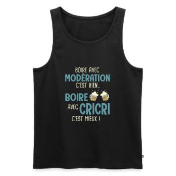 christian christhophe boire avec cricri cest mieux - Débardeur bio Premium Homme - noir - Devant - Michal (187cm)