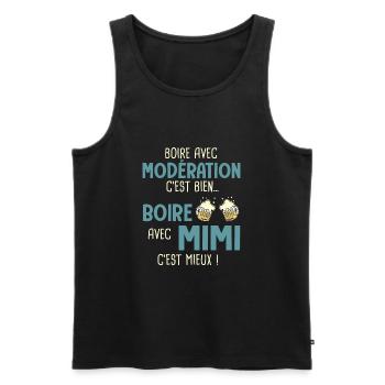 Michel boire modération boire avec mimi cest mieux - Débardeur bio Premium Homme - noir - Devant - Michal (187cm)