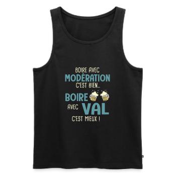 vallentin valérian boire avec val c'est mieux - Débardeur bio Premium Homme - noir - Devant - Michal (187cm)