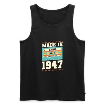 76e anniversaire Avril Né en 1947 Idée cadeau - Débardeur bio Premium Homme - noir - Devant - Michal (187cm)