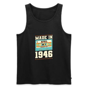 77. Geburtstag April Jahrgang 1946 Geschenkidee - Männer Premium Bio Tank Top - Schwarz - Vorne - AI Model Male 178 light (178cm)