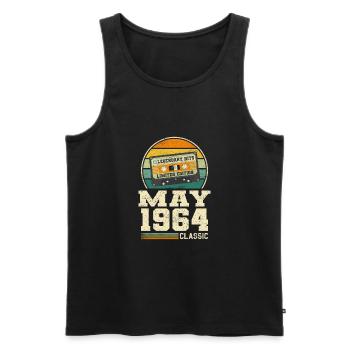 59th Birthday May Vintage 1964 Gift Idea - Men's Premium Organic Tank Top - black - Front - AI Model Male 178 light (178cm)