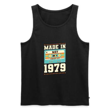 38e anniversaire Mai Né en 1985 Idée cadeau - Débardeur bio Premium Homme - noir - Devant - Michal (187cm)