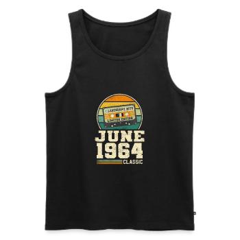 59th Birthday June Year 1964 Gift Idea - Men's Premium Organic Tank Top - black - Front - AI Model Male 178 light (178cm)