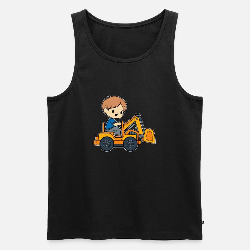 Junge mit Bagger - Männer Premium Bio Tank Top - Schwarz