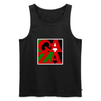 Gaza - Männer Premium Bio Tank Top - Schwarz - Vorne - AI Model Male 178 light (178cm)