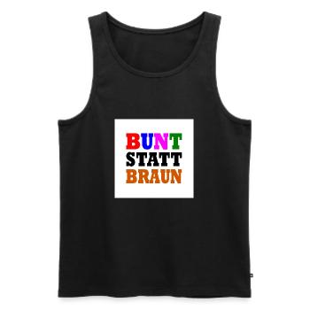 Bunt statt braun - Männer Premium Bio Tank Top - Schwarz - Vorne - AI Model Male 178 light (178cm)