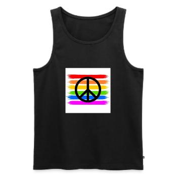 Signe de paix sur la bannière arc-en-ciel LGBT - Débardeur bio Premium Homme - noir - Devant - AI Model Male 178 light (178cm)