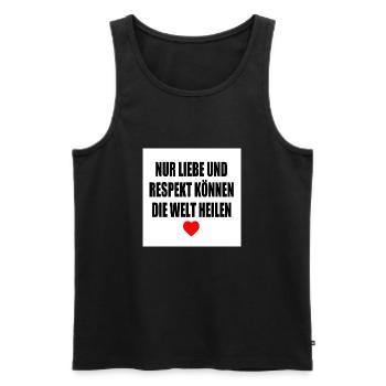 Only love and respect can heal the world - Men's Premium Organic Tank Top - black - Front - AI Model Male 178 light (178cm)