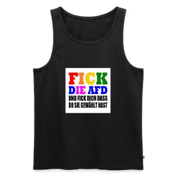 fick die afd und fick dich dass du sie gewählt has - Männer Premium Bio Tank Top - Schwarz - Vorne - Michal (187cm)