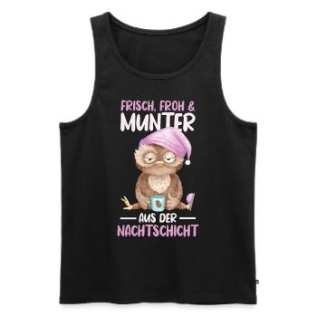 Eule Nachtschicht Schichtarbeiter - Männer Premium Bio Tank Top - Schwarz - Vorne - AI Model Male 178 light (178cm)