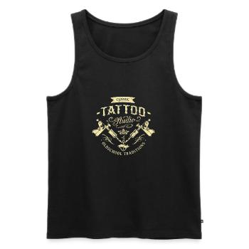 BD - Classic Tattoo Studio Oldschool Traditions - Männer Premium Bio Tank Top - Schwarz - Vorne - Michal (187cm)