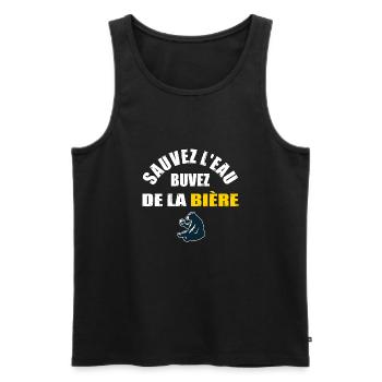 Sauvez l'eau buvez de la bière t-shirt homme - Débardeur bio Premium Homme - noir - Devant - Michal (187cm)