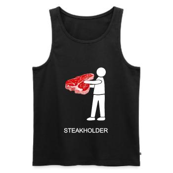 stakeholder, Steakholder, Steak, Viande, T-Bone - Débardeur bio Premium Homme - noir - Devant - AI Model Male 178 light (178cm)
