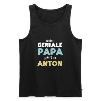Dieser Geniale Papa Gehört Zu Anton - Männer Premium Bio Tank Top - Schwarz - Vorne - Michal (187cm)