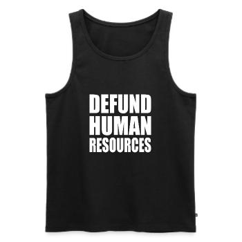 defund human resources - Débardeur bio Premium Homme - noir - Devant - AI Model Male 178 light (178cm)