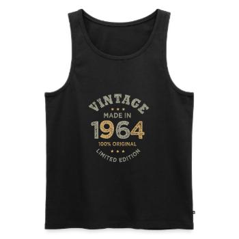Born in 1964 Vintage 1964 Birthday - Men's Premium Organic Tank Top - black - Front - Michal (187cm)
